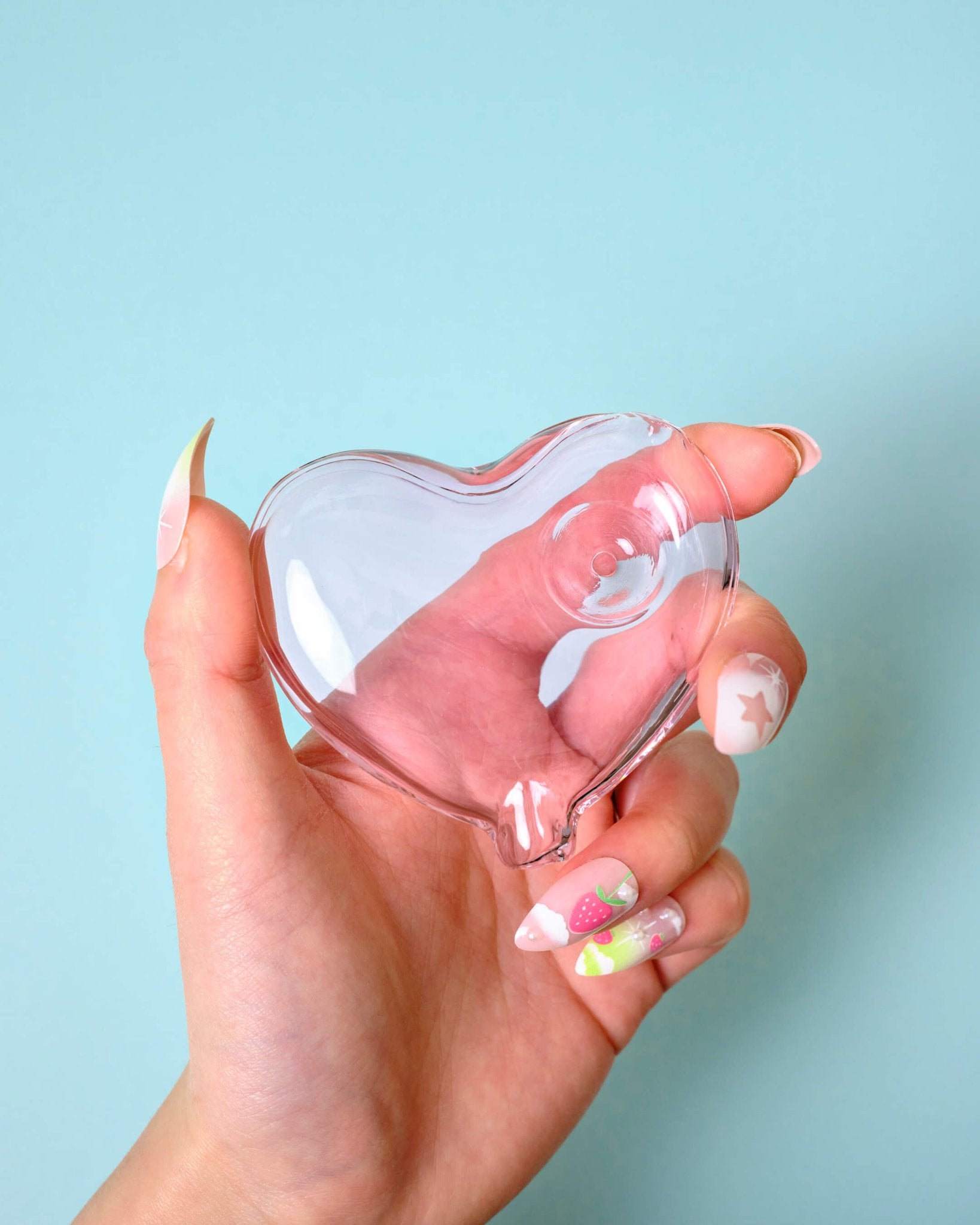 BUBBLE HEART PIPE - Summer Sunset - pink heart shape glass pipe