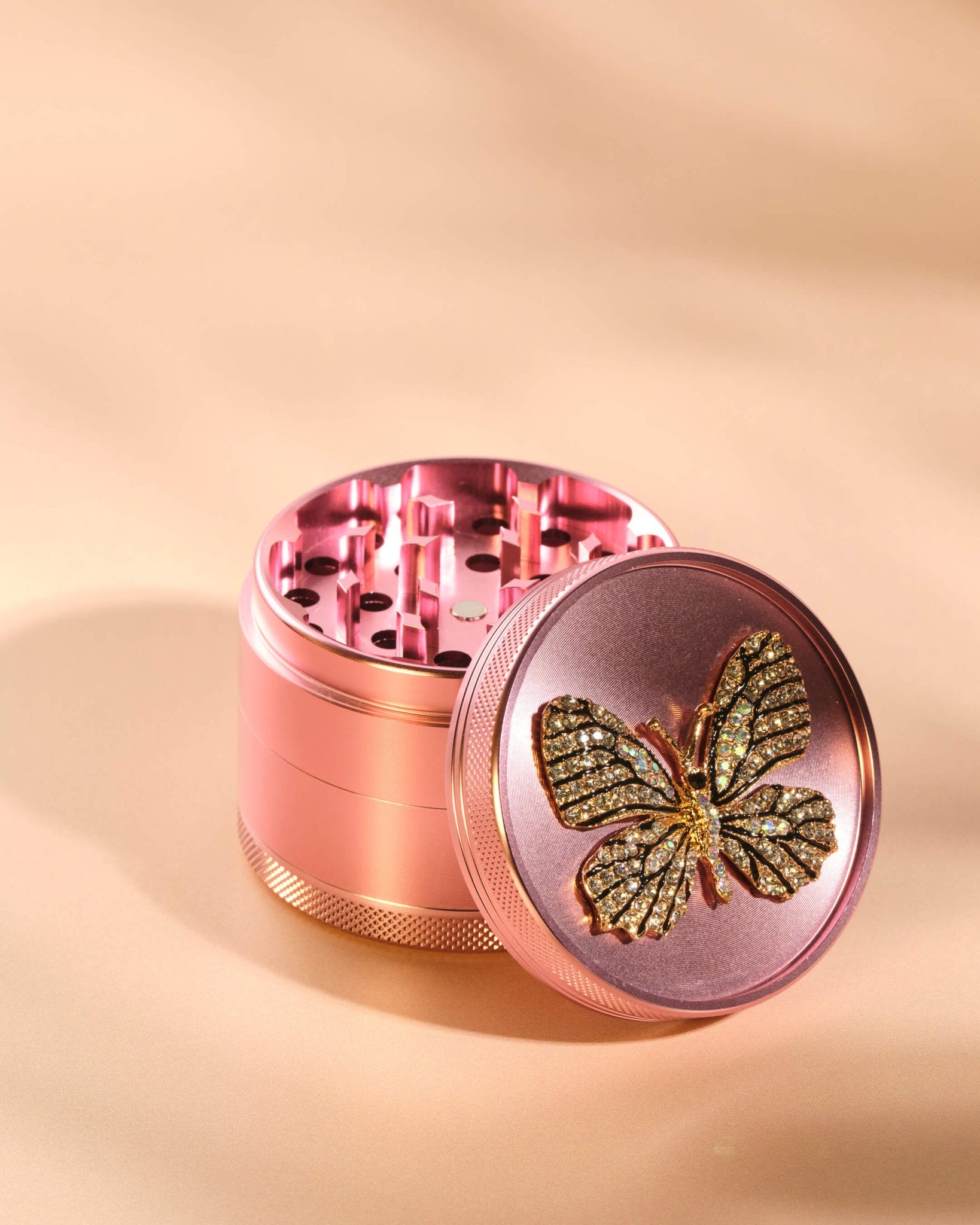 GORGEOUS BUTTERFLY GRINDER - Summer Sunset -Sparkling Pink Herb Crusher