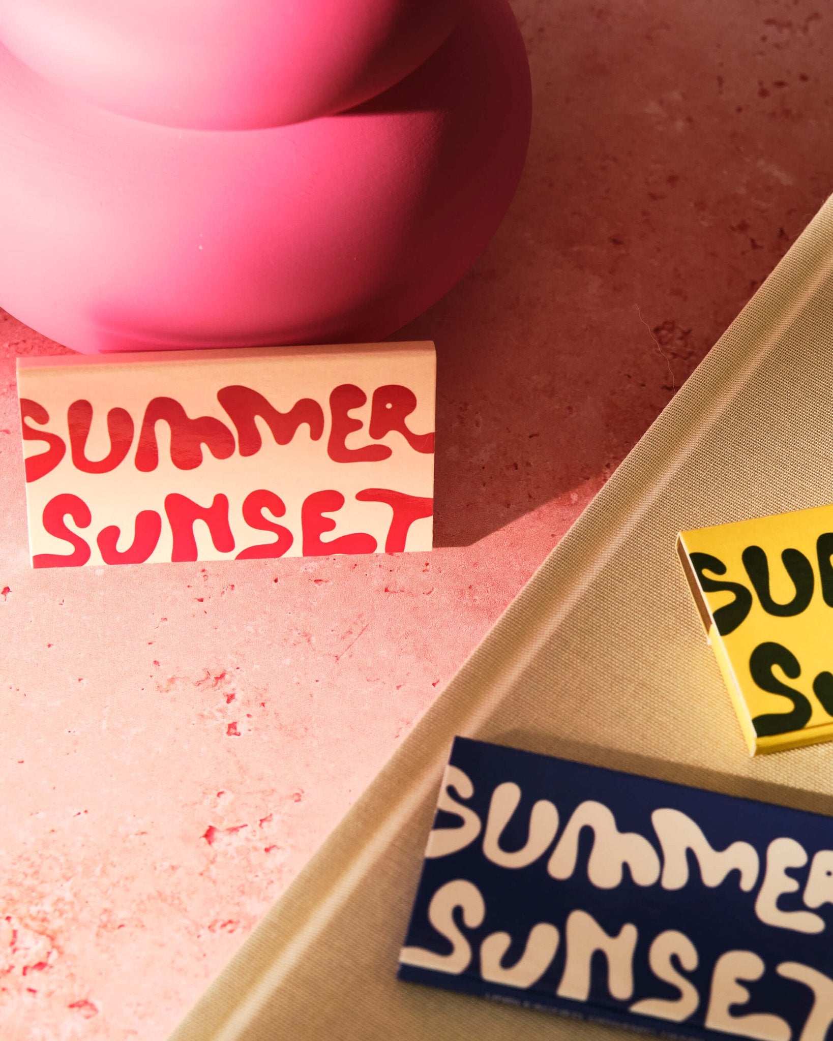 PINK ROLLING PAPER KIT (with tips) - Summer Sunset - organic hemp paper - pink packaging